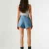 Saia-calça em ganga de corte regular Saia-calça em ganga de corte regular