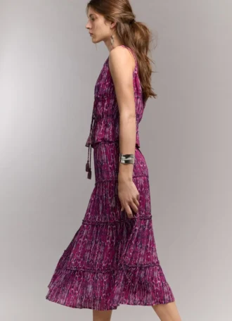 Saia Midi com Estampado Abstrato