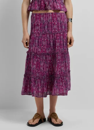 Saia Midi com Estampado Abstrato