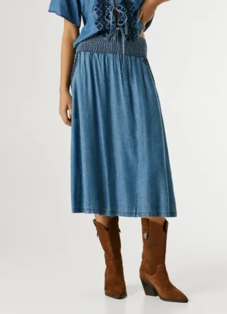 Saia Midi em Chambray