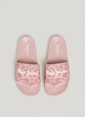 Sandálias tipo chinelo com padrão animal Sandálias tipo chinelo com padrão animal