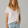 T-shirt com decote em V e logótipo bordado T-shirt com decote em V e logótipo bordado