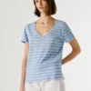 T-shirt com decote em V às riscas T-shirt com decote em V às riscas