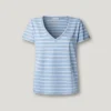 T-shirt com decote em V às riscas T-shirt com decote em V às riscas