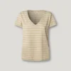 T-shirt com decote em V às riscas