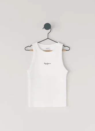 T-shirt com logótipo estampado e canelado