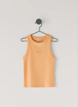 T-shirt com logótipo estampado e canelado