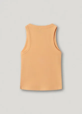 T-shirt com logótipo estampado e canelado