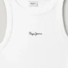 T-shirt com logótipo estampado e canelado