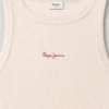 T-shirt com logótipo estampado e canelado