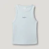 T-shirt com logótipo estampado e canelado