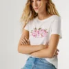 T-shirt com logótipo floral estampado