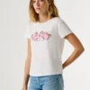 T-shirt com logótipo floral estampado
