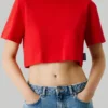 T-shirt com logótipo na manga e corte largo T-shirt com logótipo na manga e corte largo