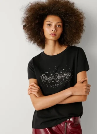 T-shirt com logótipo Strass