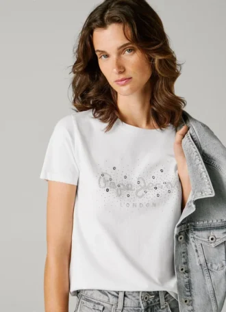 T-shirt com logótipo Strass