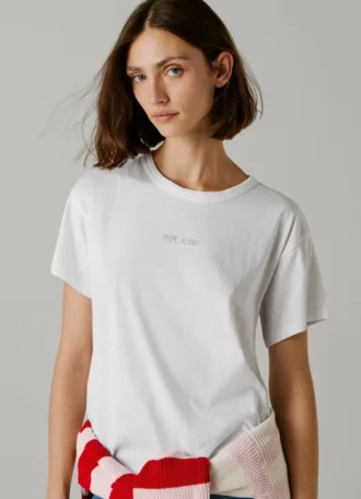 T-shirt com logótipo Strass