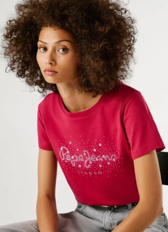 T-shirt com logótipo Strass