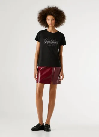 T-shirt com logótipo Strass