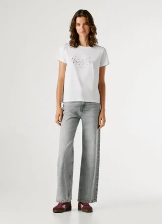 T-shirt com logótipo Strass