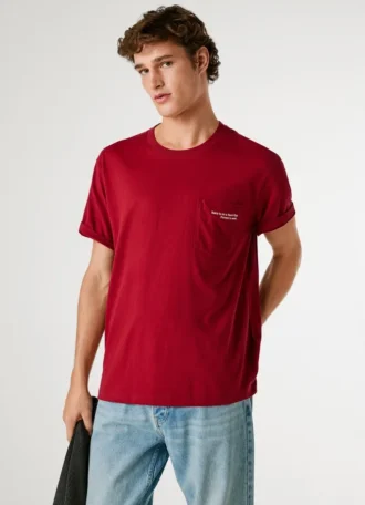 T-shirt de corte descontraído com bolso à frente