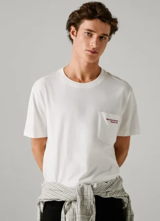 T-shirt de corte descontraído com bolso à frente