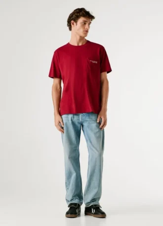 T-shirt de corte descontraído com bolso à frente