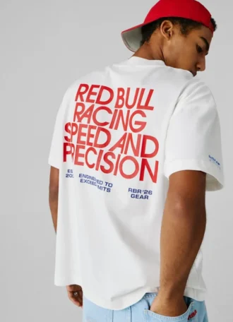 T-shirt de corte largo com estampado nas costas