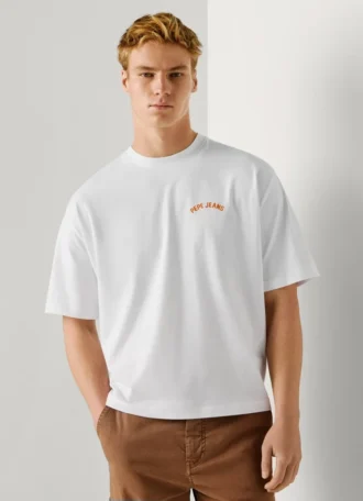 T-shirt de corte largo com estampado nas costas