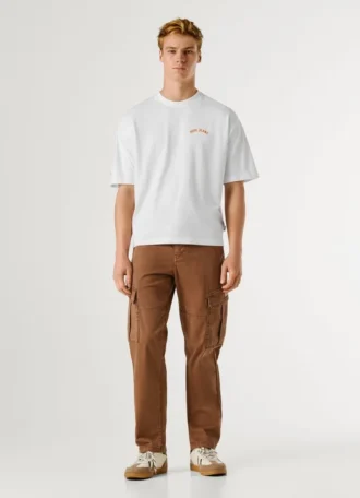 T-shirt de corte largo com estampado nas costas