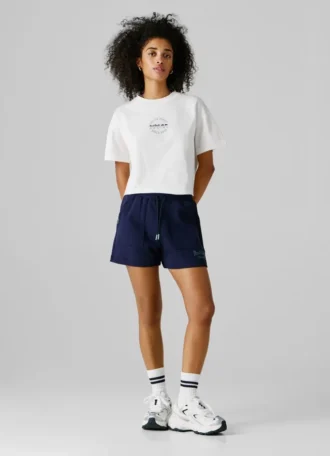 T-shirt de corte largo com estampado nas costas