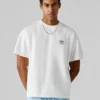 T-shirt de corte largo com estampado nas costas T-shirt de corte largo com estampado nas costas