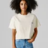 T-shirt de corte largo com estampado nas costas T-shirt de corte largo com estampado nas costas