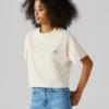 T-shirt de corte largo com estampado nas costas T-shirt de corte largo com estampado nas costas