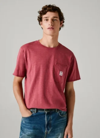 T-shirt de corte regular com bolso à frente