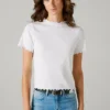 T-shirt Pointelle com logótipo bordado T-shirt Pointelle com logótipo bordado