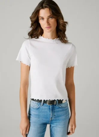 T-shirt Pointelle com logótipo bordado
