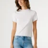 T-shirt Pointelle com logótipo bordado T-shirt Pointelle com logótipo bordado