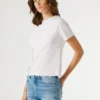 T-shirt Pointelle com logótipo bordado T-shirt Pointelle com logótipo bordado