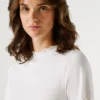 T-shirt Pointelle com logótipo bordado T-shirt Pointelle com logótipo bordado