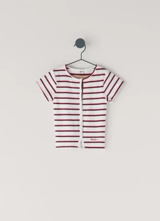 T-shirt às riscas com canelado