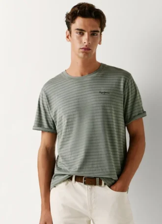 T-shirt às riscas de corte regular