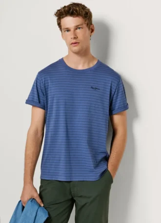 T-shirt às riscas de corte regular