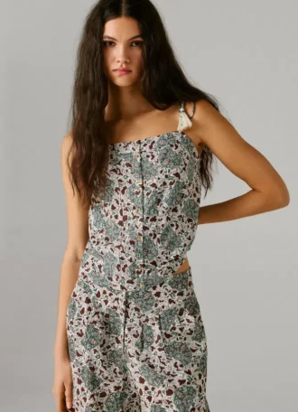 Top com alças e estampado floral