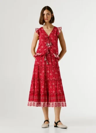 Top com decote em V e estampado floral