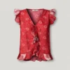 Top com decote em V e estampado floral Top com decote em V e estampado floral