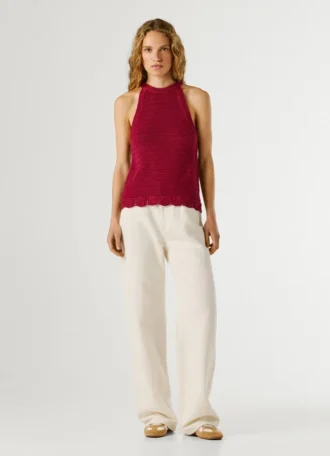 Top com decote halter em croché