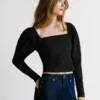 Top curto em jacquard
