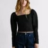 Top curto em jacquard