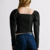 Top curto em jacquard